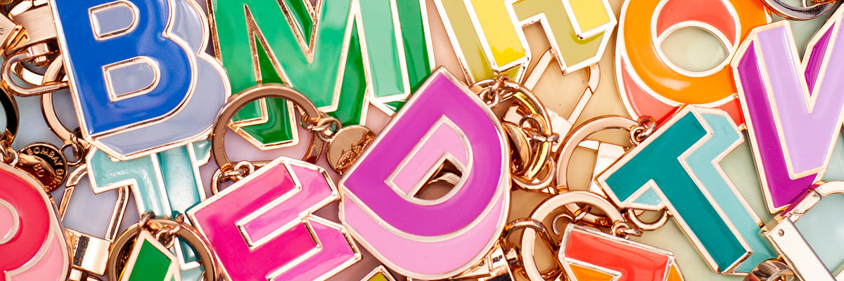 Letters and Words Keyrings & Pins – Bombay Duck