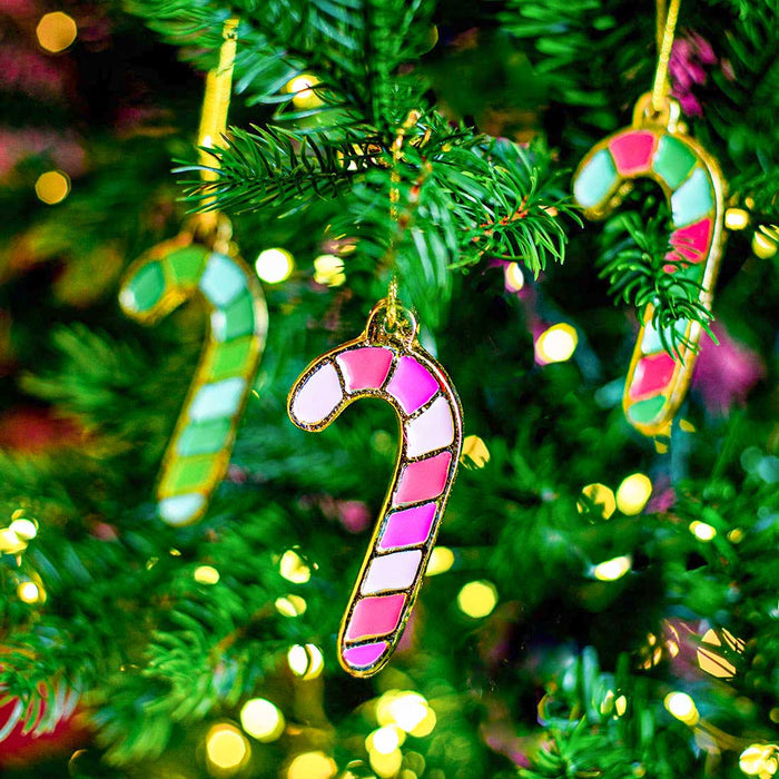 bombay duck Candy Cane Enamel Decorations Set of 3