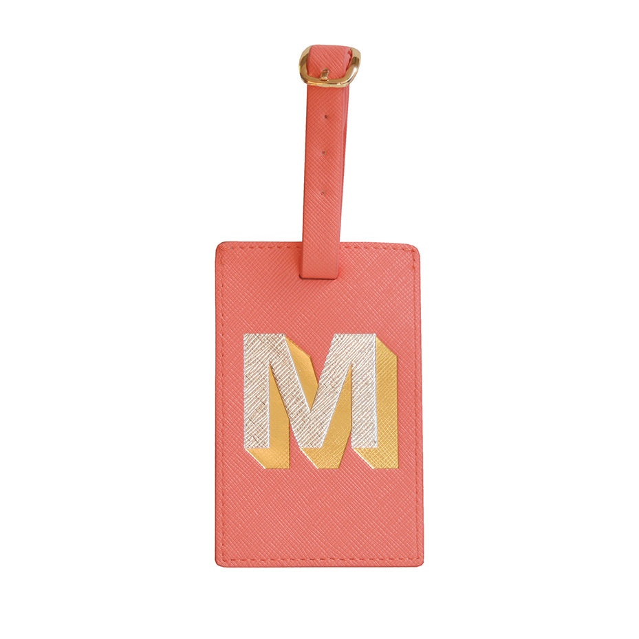 Letterpress Luggage Tag Metallic Letter