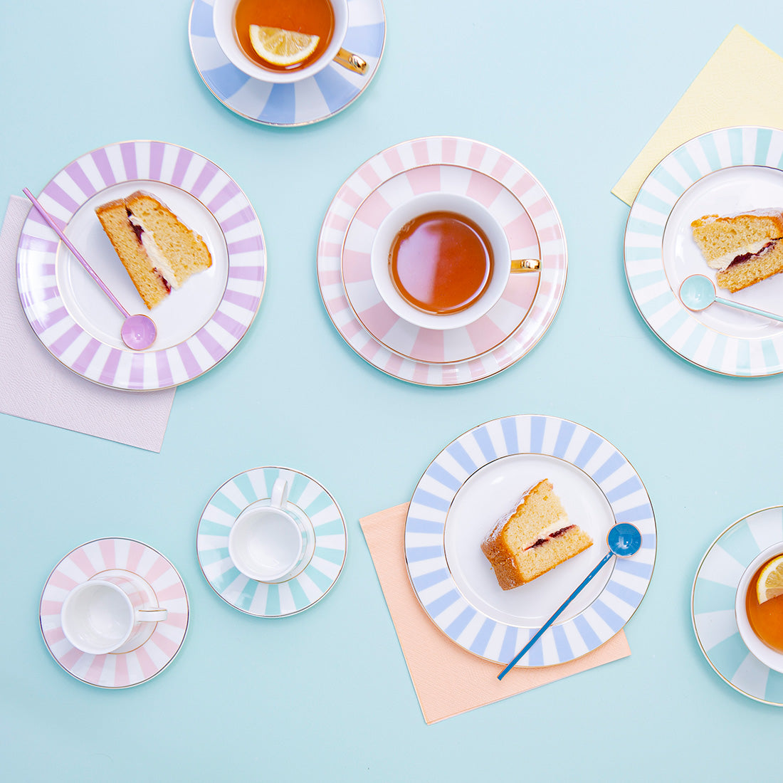 Bombay Duck Stripy Black White and Gold Tea for One Set