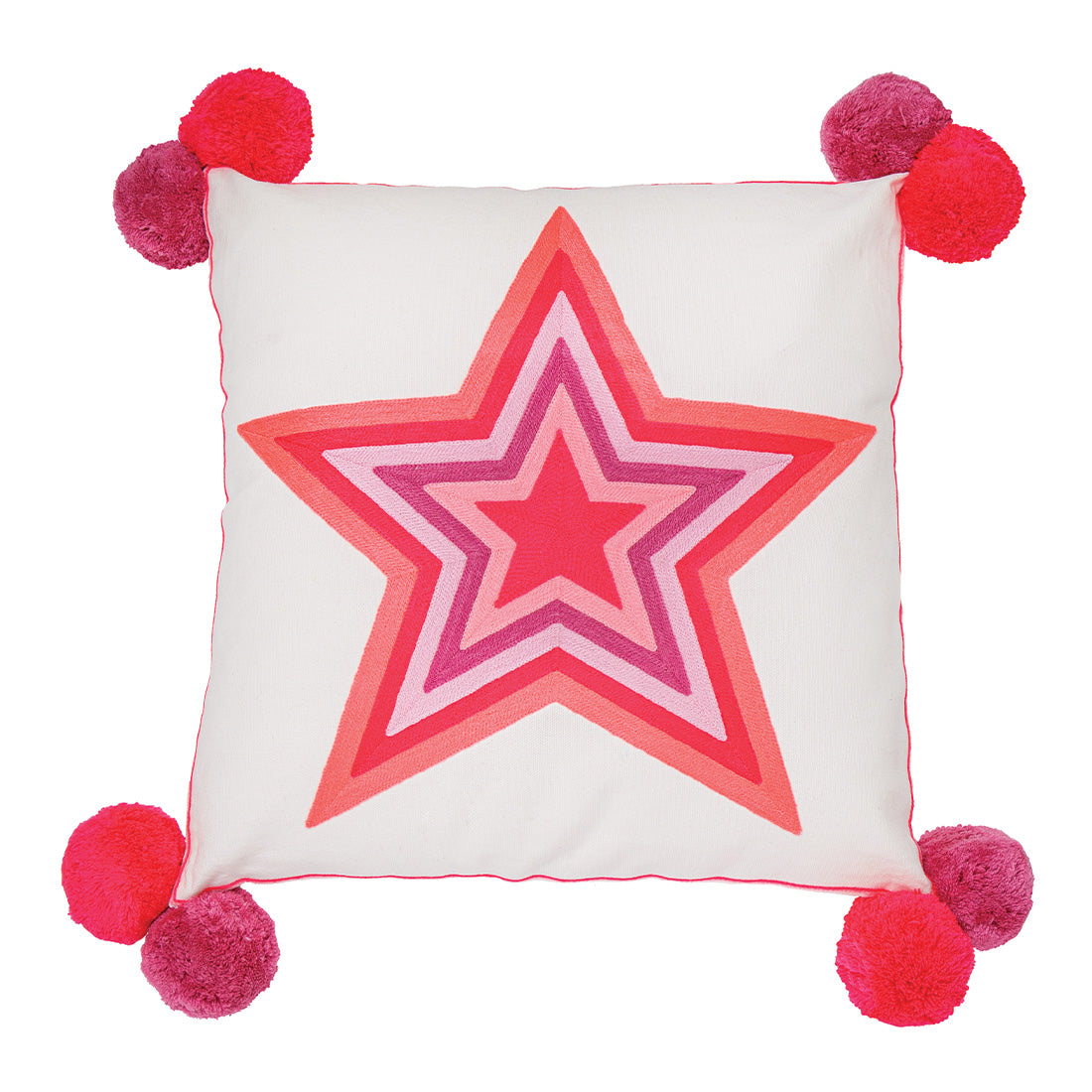 What a Star Embroidered Cushion Pinks Bombay Duck